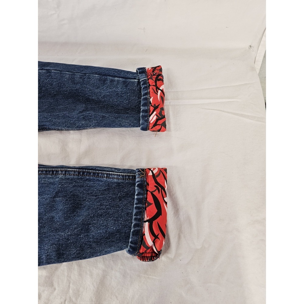 Nitagut Womens High Rise Distressed Blue Jeans Patchwork Cuff - Picture 2 of 7